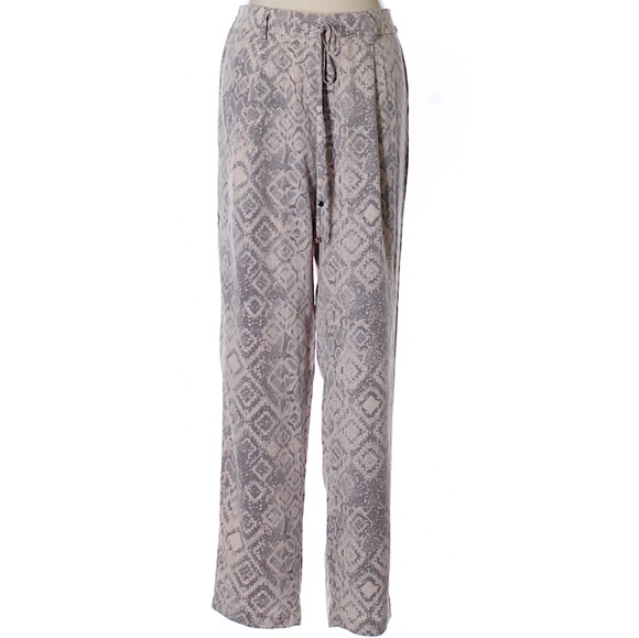 Harlowe & Graham Pants Gray Beige Snake Print M - Picture 7 of 8